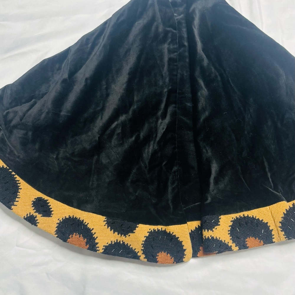 West Elm Velvet Leopard Trim Beaded Tree skirt